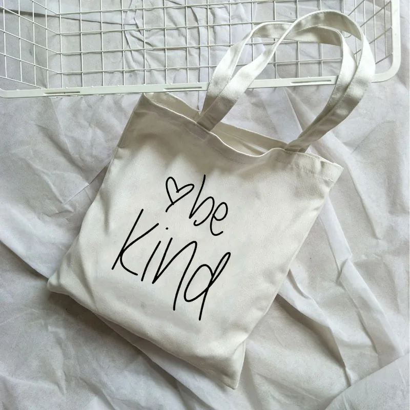 B0415-TBWH-M Harajuku Be kind Корейская Повседневная Холщовая Сумка Женская Большая вместительная винтажная Harajuku сумка на плечо летняя Ulzzang сумка для книг - Цвет: B0415-TBWH-M