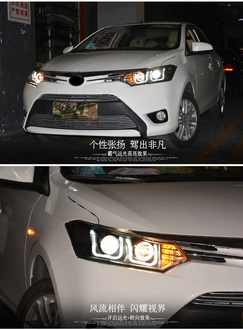 Автомобильный Стайлинг для Toyota-Vios головной светильник s U angel eyes 2013- для Vios светодиодный светильник Q5 bi xenon объектив СВЕТОДИОДНЫЙ прожектор