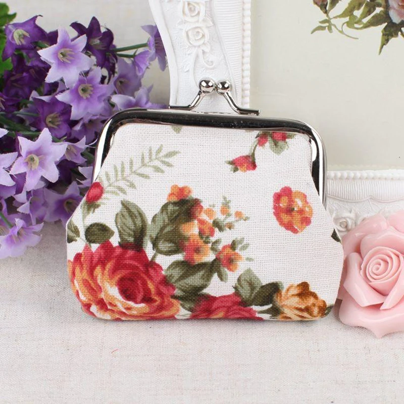 New Women Hasp Purse Bag Clutch Bag Rose Buckle Small Bag Coin Purse Cute Wallet Lady Retro Vintage Flower Small Wallet