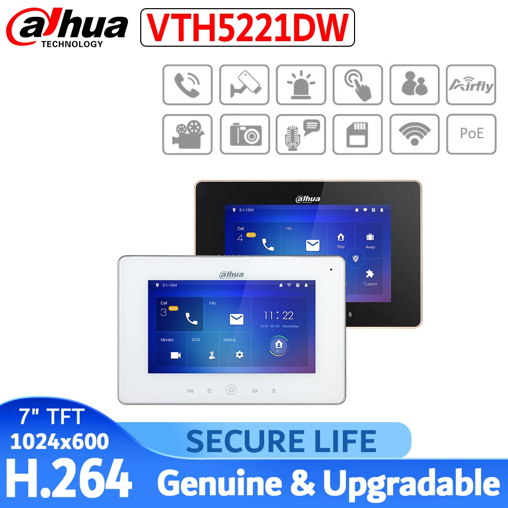 English with logo VTH5221D VTH5221DW Video Intercom 7 inches Wi-Fi Indoor Monitor black&white H.264 indoor station