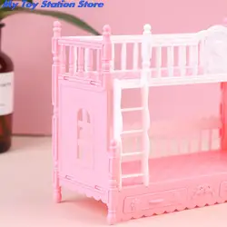 For BJD Doll Children Play House Simulation European Furniture Princess Double Bed With Stairs Toys For Barbie Doll Accessories