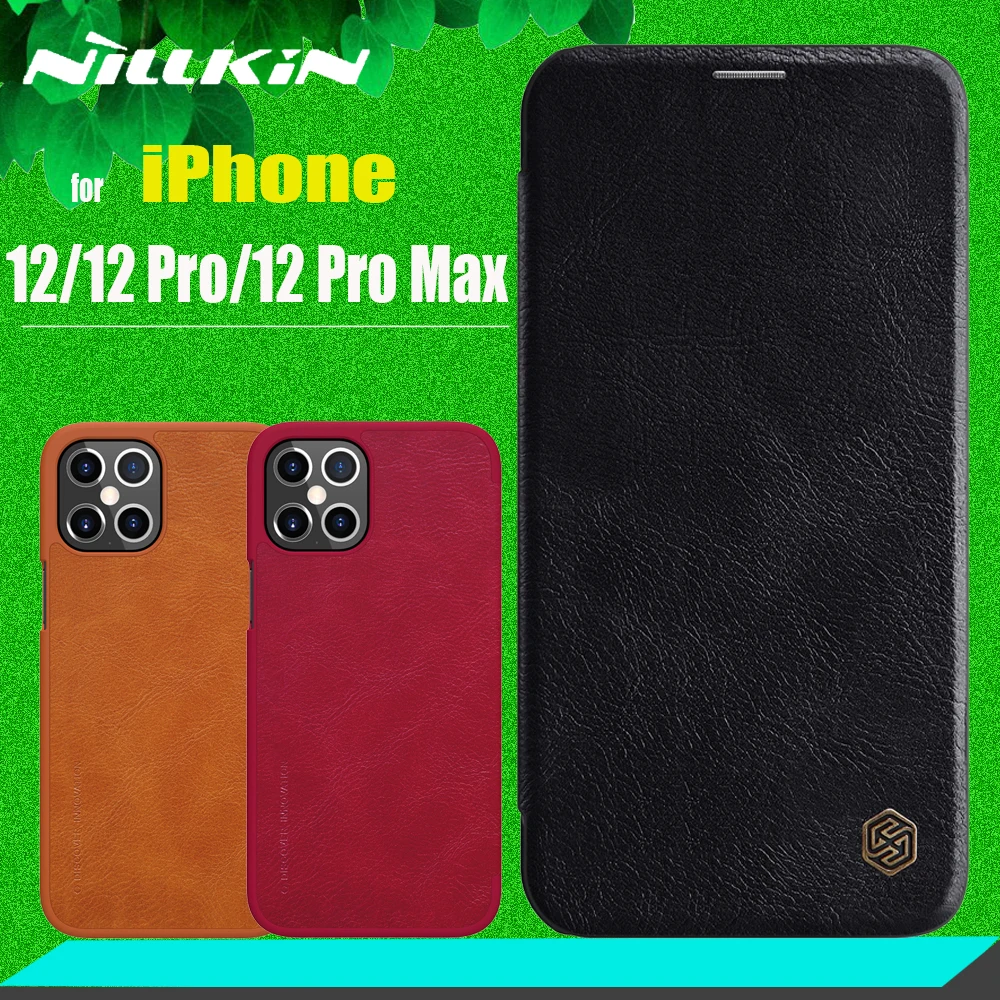 Чехол Nillkin из натуральной кожи для iPhone 12 Pro Max мягкий флип чехол искусственной