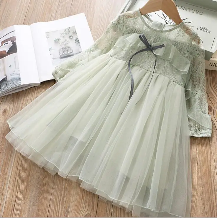 Кружевное платье для девочек; сезон весна-лето праздничное платье для девочек Размеры 100-140 см; платья для маленьких девочек новое поступление