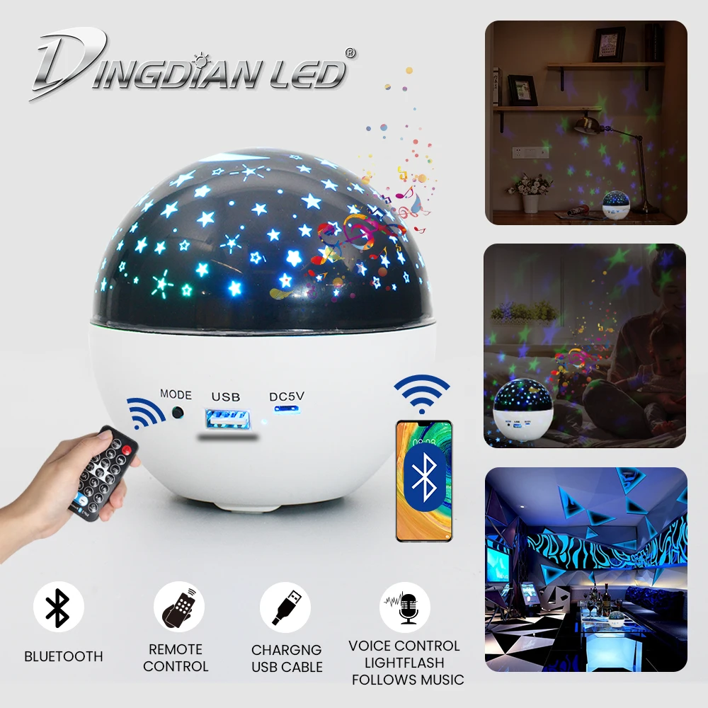 

Bluetooth Starry Sky Night Lamp LED Night Light Music AC100-260v 10W RGB Colorful LED Table Desk Lamp USB Rechargeable Remote