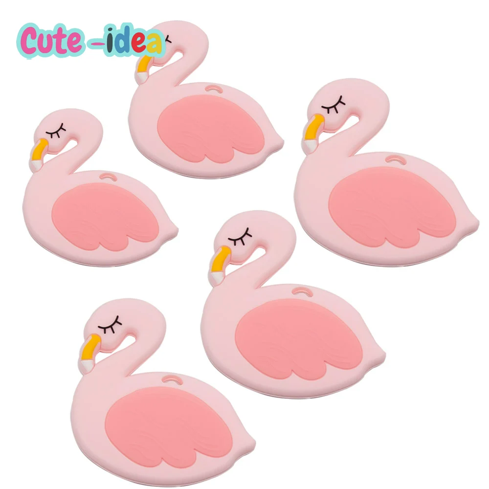 

Cute-Idea Baby Teether Food Grade Silicone Rodent Flamingo 1pc/2pc DIY Pacifier Chain Gift Bpa Free Teething Toys Teeth Tiny Rod