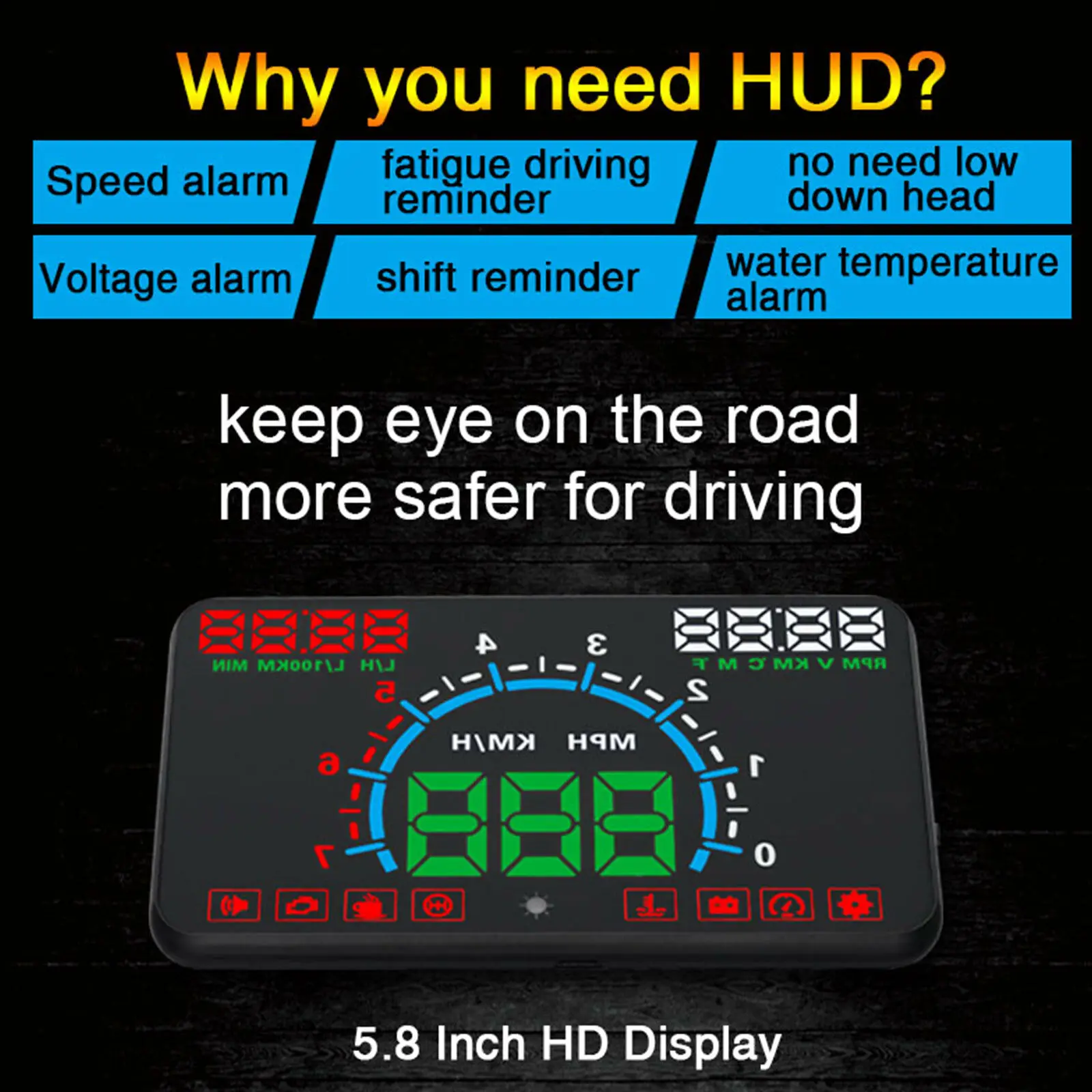 Автомобильный OBDII HUD E350 автоматический OBD2 дисплей на голову 5," приборная панель с сигнализацией превышения скорости расход топлива дисплей hud проектор