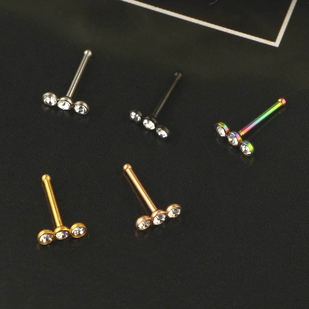 20G Nose Rings Studs Surgical Steel Nose Nostril Opal CZ Inlaid 2MM Piercing Jewelry for Women Men Girl  Tragus Cartilage Nose
