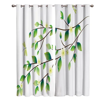 

Flower Blossoms Branch Green Curtains For Kids Boy Girl Bedroom Living Room Cortinas Custom Drape Kitchen Window Curtains