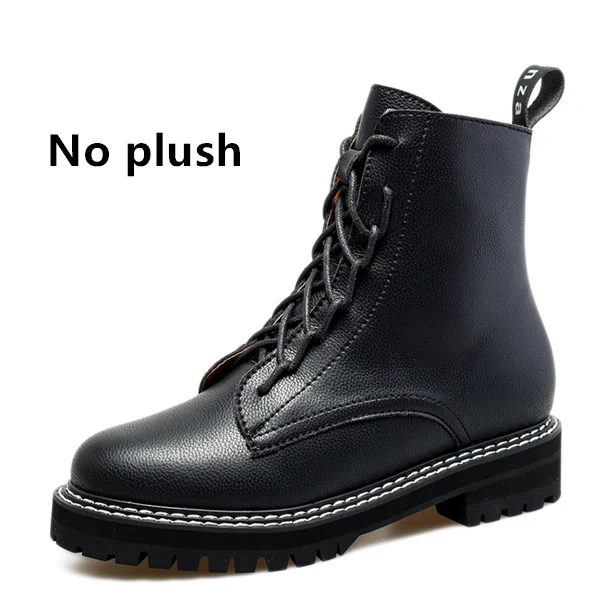 No plush KATELVADI/размеры 34-40; новые женские ботильоны; черные женские мотоциклетные ботинки из искусственной кожи с плюшевой подкладкой; теплые женские ботинки; K-532 - Цвет: No plush