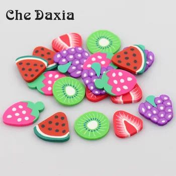 

50PCS/Pack Fimo Polymer Clay Mix Big Fruits Fimo Polymer Clay Slices Sticks Spacer Beads For Diy Kids Childrens Handwork Crafts