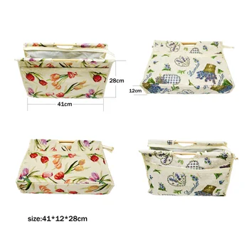

Sweater pin bag with wooden handle European style jacquard storage bag wool ball storage bag