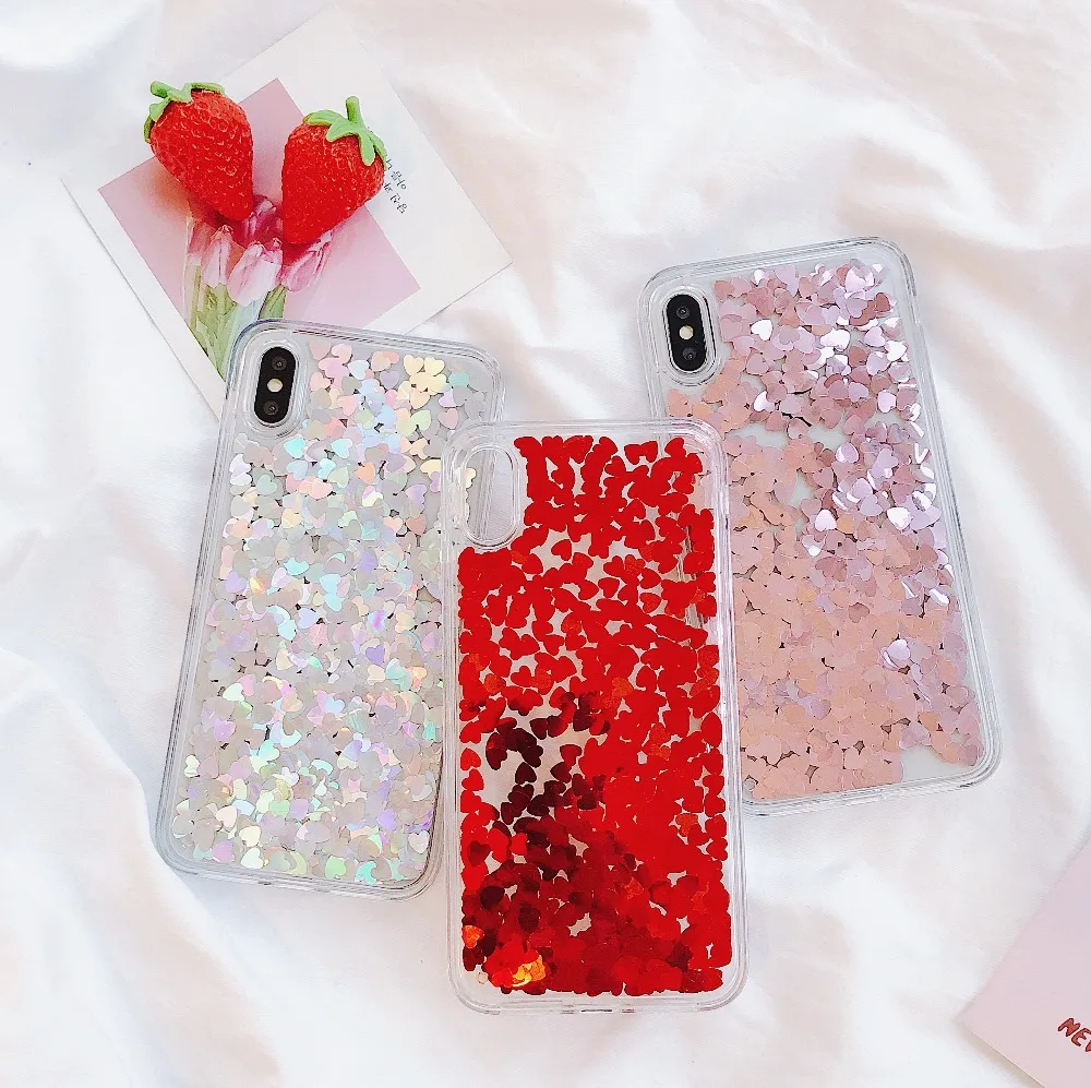 Жидкий блеск зыбучие пески сердце любовь фольга звезда для iPhone 6 6S 7 8 Plus X XS MAX XR