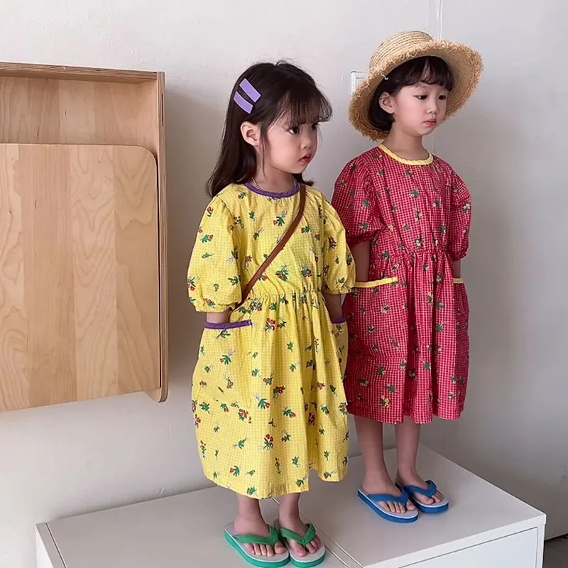 Cotton Floral Girls Short Sleeve Dress