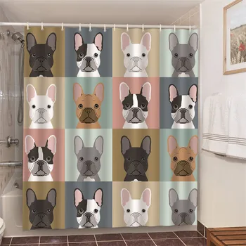 

3D Printing Cartoon Bulldog Bathroom Shower Curtain Bath Screens Boxing Panda Curtain Christmas Gift Home Decor шторы 180*200cm