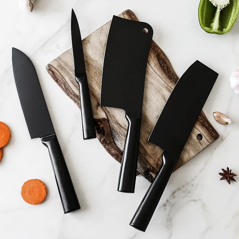 Кухонный нож, набор из 4-нержавеющей стали, шеф-повара сантоку, утилита для измельчения костей, Кливер, ножи для мяса, фруктов, овощей, бытовые инструменты