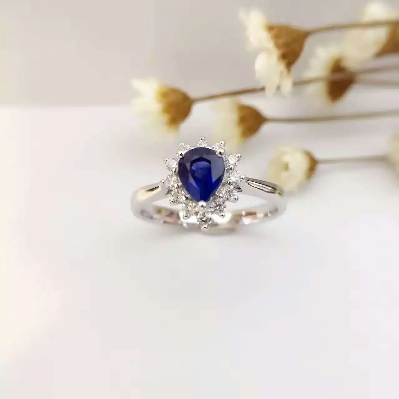 0.762ct+ 0.215ct 18K золото натуральный сапфир женское кольцо с алмазной установкой новое Изысканное Украшение на свадьбу обручальное кольцо