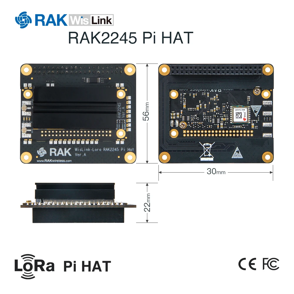 LoRaWAN Gateway Concentrator Module RAK2245 WisLink Raspberry Pi HAT Edition Based on SX1301 Include GPS Heat Sink 8 Channels