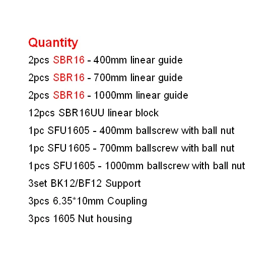 SBR16- 400 700 1000 SBR20 SBR16 комплект линейной направляющей+ SFU1605 шариковый винт комплект BK12/BF12 гайка Корпус муфта с ЧПУ Запчасти - Цвет: SBR16- 400 700 1000