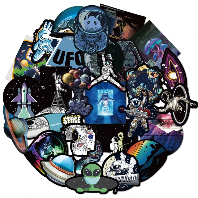 10/30/50PCS Outer Space Astronaut Graffiti Stickers Cartoon DIY Skateboard Fridge Motorcycle Luggage PVC Waterproof Sticker Toy 4