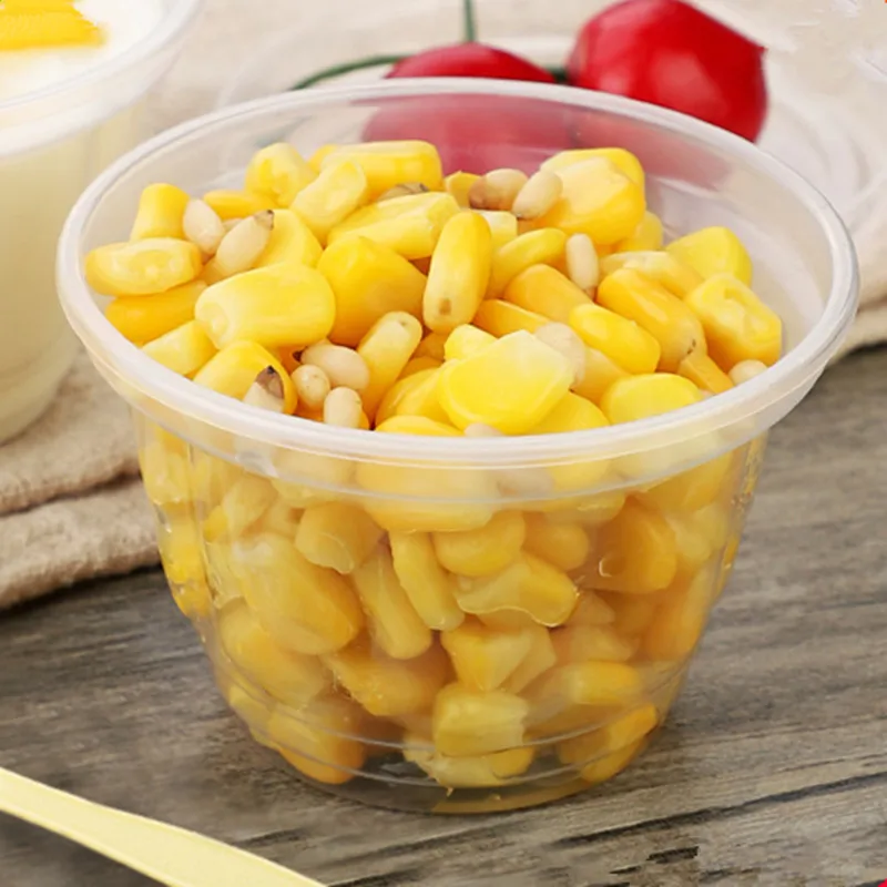 70pcs Disposable transparent corn ice cream salad plastic cup jelly yogurt pudding takeaway packaging cups with lid