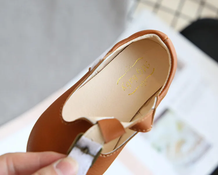 Spring Autumn Kids Shoes T Strap Leather Shoes For Girls Boys Non-slip Toddlers Mary Janes Baby Children Buckle Strap Flats Sandal for girl