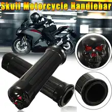 " 25 мм череп мотоцикл руль ручки Черный ЧПУ алюминиевая ручка для Honda/Kawasaki/Suzuki/Cruiser/Custom/Sportster