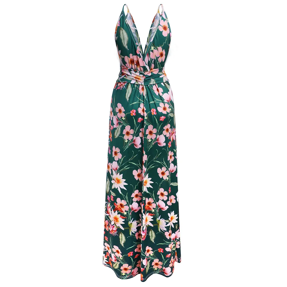 Летнее богемное пляжное платье с v-образным вырезом и принтом элегантные вечерние женские платья макси Повседневные Удобные Vestidos Verano