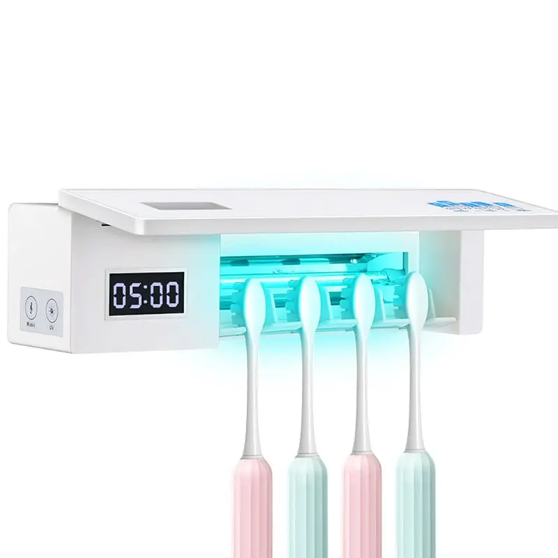 UV Toothbrush Sanitizer Sterilizer 4 Wall Mounted Family Toothbrush Holder