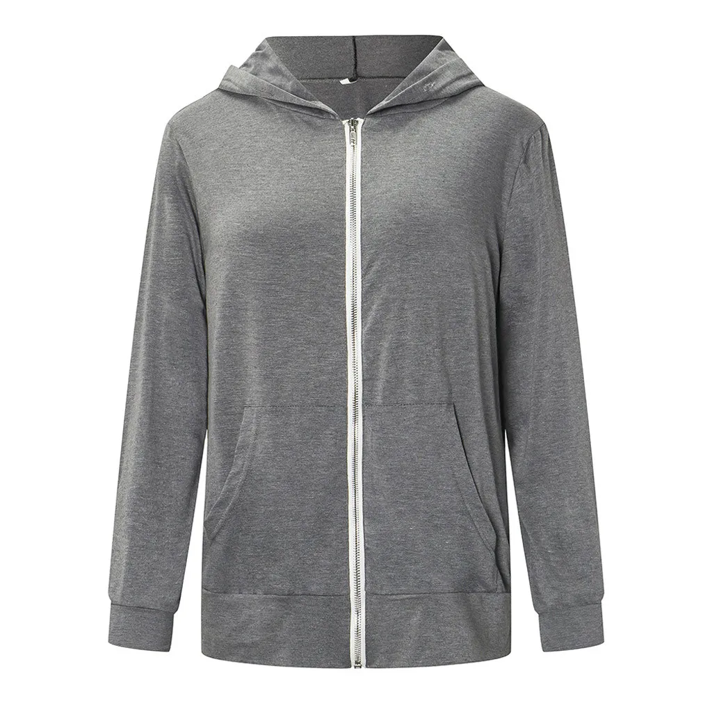 

Womens Hoodie Sweatshirt Long Sleeve Autumn Casual Zipper Hooded Tops 8.22