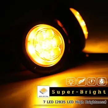 

24V 4*Round Car Amber Side Marker Clearance Light LED Trailer Indicator Lights Truck Sealed 2inch 7 LEDs/Unit Accessories