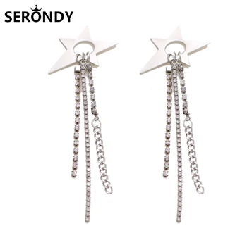 

Alloy Star Claw Chain Fashion Stud Earrings For Women 2020 New Trends Jewelry Unusual Aesthetic Friends Chains Long Gift ED10017