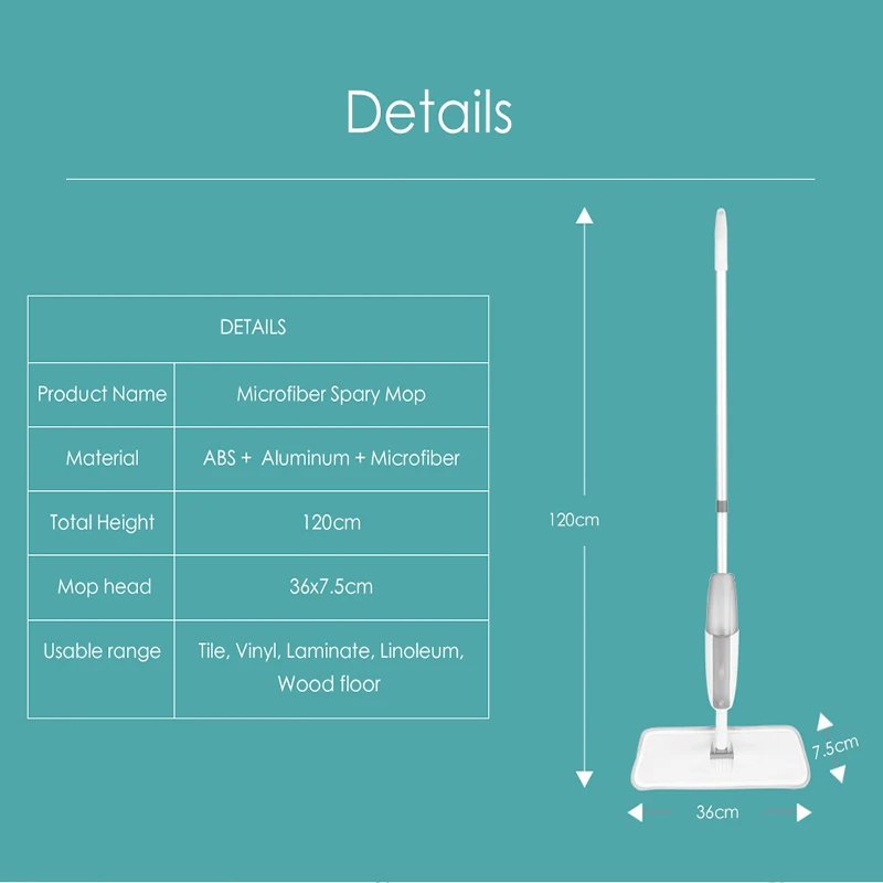 Волшебная швабра с распылителем, деревянный пол с многоразовой подушечкой из микрофибры, ручка 360 градусов, для домашнего окна, кухни, принадлежности для уборки метлы, инструмент для чистки