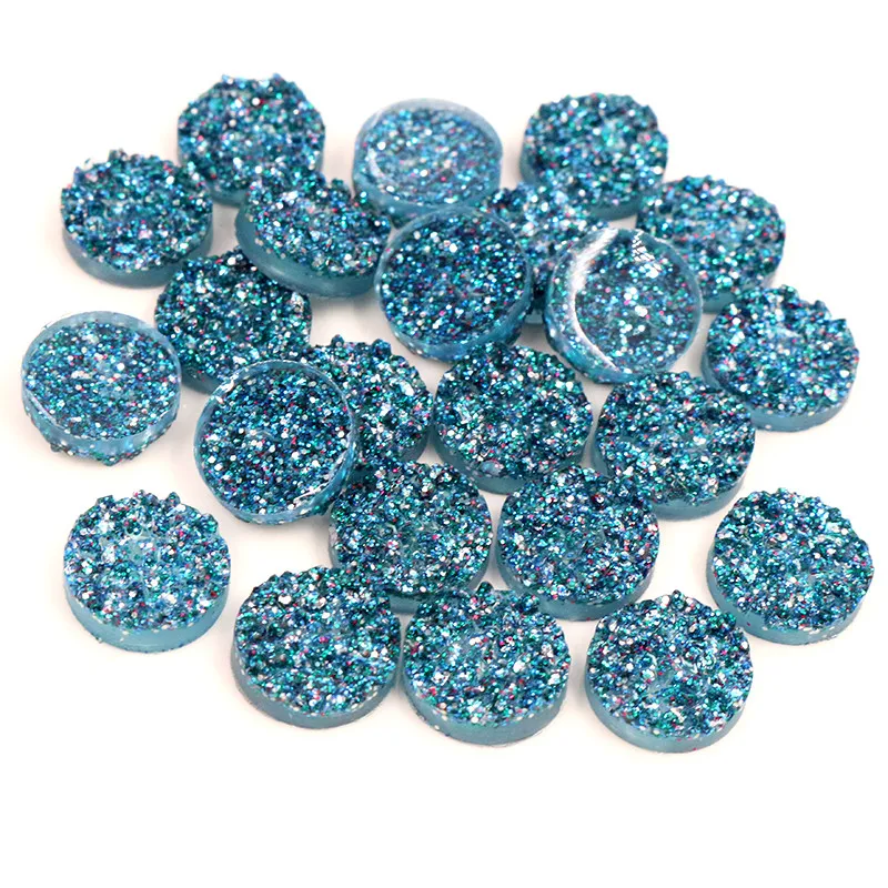 thumbnail image 1 of Nuevos cabujones de resina con parte posterior plana de estilo mineral natural Druzy de 8 mm, 10 mm, 12 mm, 40 piezas para pulseras, pendientes, accesorios para hacer joyas DIY, 1 of 5