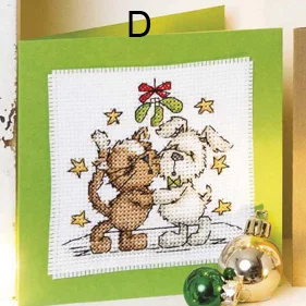 CD029 14ct Cross Stitch Kit Card Package Greeting Card Needlework Embroidery Crafts Counted Cross-Stitching Kits Christmas Gift CD029-D