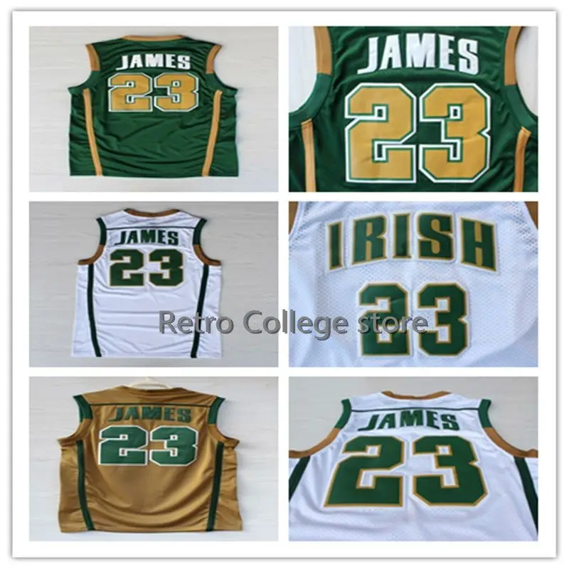 

high quality Irish High School #23 LeBron James Men's Retro throwback Basketball Jersey Embroidery Stitched