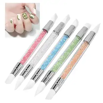 

5Pcs Nail Brush Silicone Pen Hollow Carving Embossing Pen Nail Art Accessories Soft Nails Accessoires