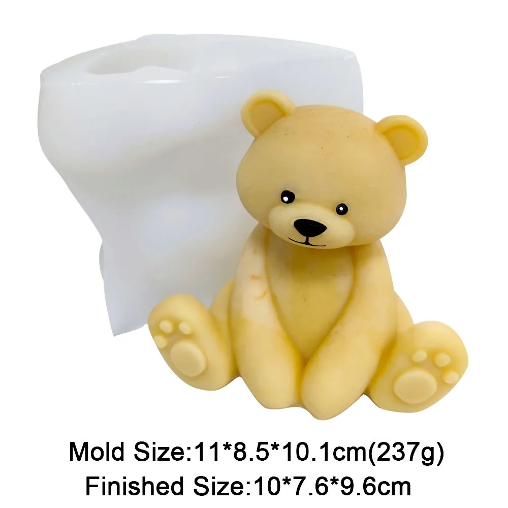 3D Sitting Bear Silicone Mold For Handmade Candle Soap Aromatherapy Making Mould DIY Decoration Crafts Form Baking Cake Tools