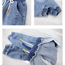 Коллекция года, осенние джинсовые брюки для мальчиков детские штаны среднего и большого размера свободные детские штаны-шаровары в Корейском стиле весна-осень