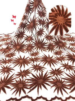 

New French Nigerian net lace African velvet tulle mesh lace fabric high quality for wedding dress 5 yards