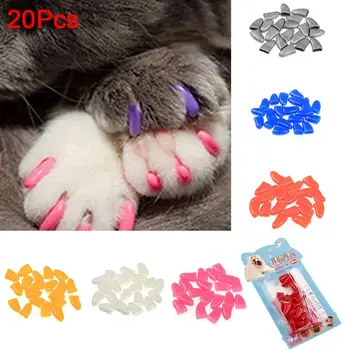 

20Pcs/Set Pet Cats Kitten Nail Covers Decor Anti-scratch Grooming Nail Paws Claw Cap Cover Safe Protector Pet Accessories