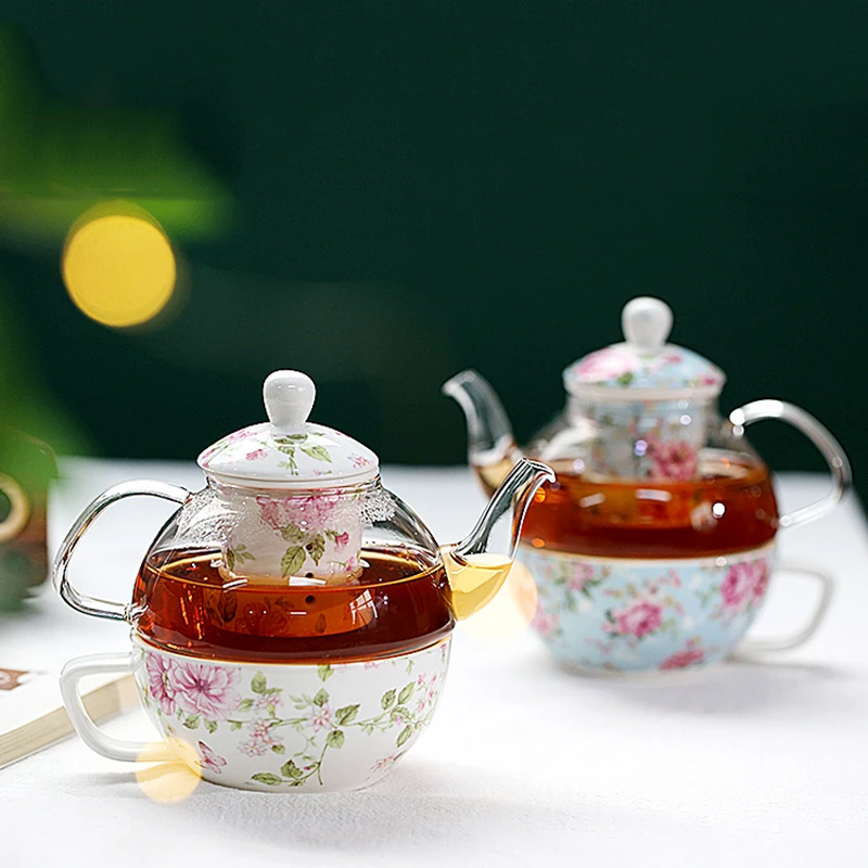 

Incense Luxury Teapot and Cup Side Handle Honey Jasmine Beauty Kettle Glass Tea Set Porcelain Dried Flowers Chaleira Teaware