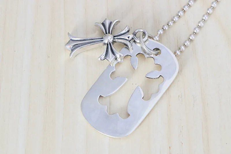 925 sterling silver pendant personality fashion classic retro punk hip hop style engraving cross tag gift new hot