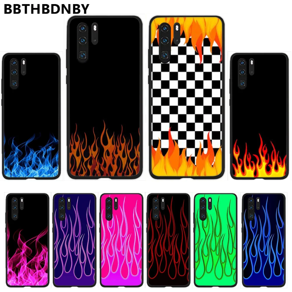 Luxury colorful flame Soft Silicone Black Phone Case For Huawei Honor 7C 7A 8X 8A 9 10 10i Lite 20 NOVA 3i 3e | Мобильные телефоны