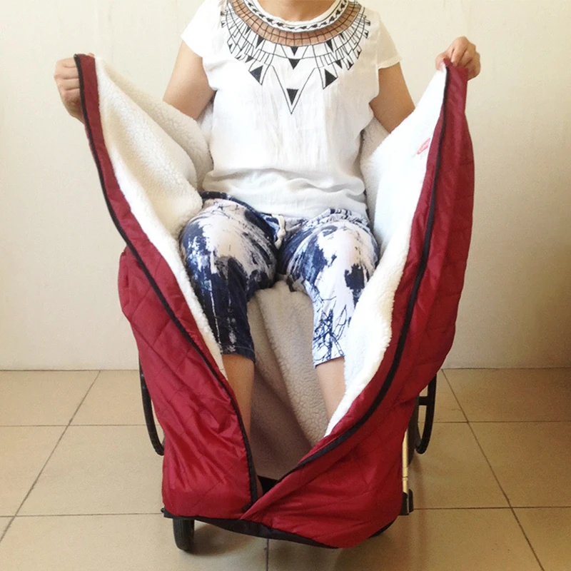 Plush Fleece Lining Wheelchair Warmer Cover Wheel Chair Blanket Winter Leg Foot Back Warm Bag