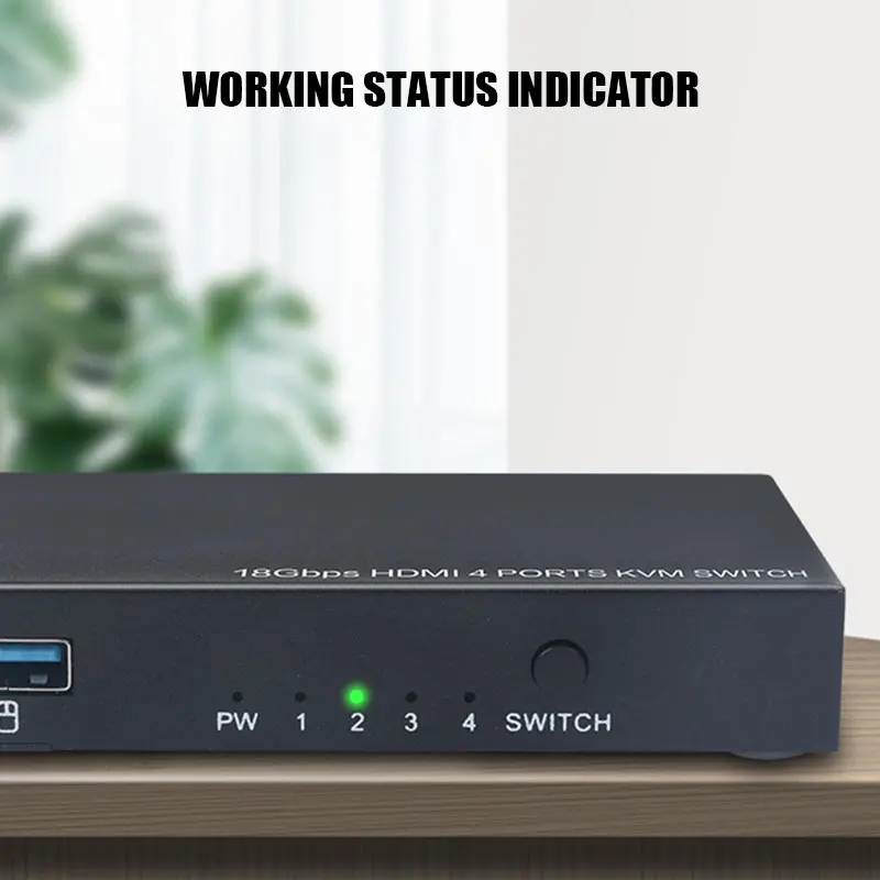 Ultra HD 4K HDMI KVM Switcher 4 Ports Inputs and 1 Port Outputs HDMI2.0 Mouse Keyboard USB Sharer VDX99