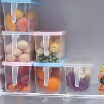

Home Refrigerator Storage Box With Lid Handle Fresh-Keeping Box Case Fridge Reusable Crisper Storage For Home Organizer