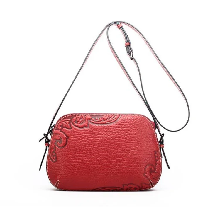 NAISIBAO New women genuine leather handbags luxury women bags designer fashion women leather shoulder Crossbody bag - Цвет: Красный