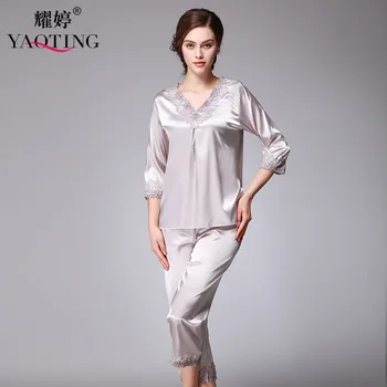

YAO TING Pajama ladies spring and autumn silk home wear long-sleeved trousers two-piece suit manufacturers supply