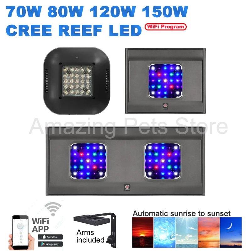 Подсветка для аквариума Cree LED 70 Вт 80 90 120 150 Wi Fi программа морской и соленой воды