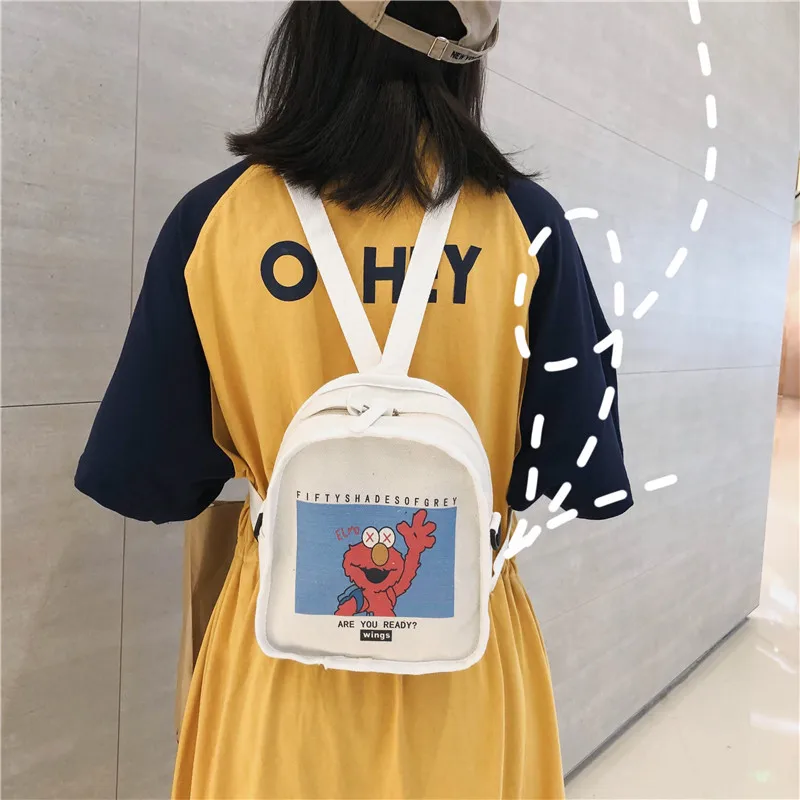 

Japanese-style Origional Harajuku Wind Sesame Street Single-shoulder Canvas Bag Korean-style Hong Kong Style Casual Multi-Purpos